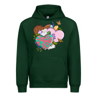 Forest Green Easter Day Western Easter hearts Urban Hoodie - OliviaCreatesArt