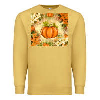 Antique Gold Fall Pumpkins with Flowers Premium Sweatshirt - texasbilliewilder