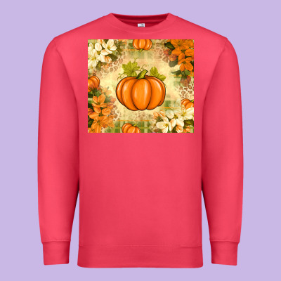 Fall Pumpkins With Flowers Premium Sweatshirt Designed By Texasbilliewilder
