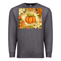 Charcoal Heather Fall Pumpkins with Flowers Premium Sweatshirt - texasbilliewilder