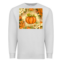 Dove Grey Fall Pumpkins with Flowers Premium Sweatshirt - texasbilliewilder
