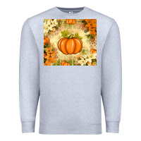 Heather Grey Fall Pumpkins with Flowers Premium Sweatshirt - texasbilliewilder