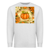 Oatmeal Heather Fall Pumpkins with Flowers Premium Sweatshirt - texasbilliewilder