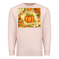 Pale Pink Fall Pumpkins with Flowers Premium Sweatshirt - texasbilliewilder