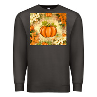 Smoke Fall Pumpkins with Flowers Premium Sweatshirt - texasbilliewilder