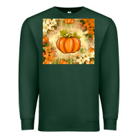 Sports Green Fall Pumpkins with Flowers Premium Sweatshirt - texasbilliewilder