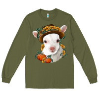 Army Green cute baby lamb thanksgiving nancy Long Sleeve Tee - NancyCooperArtShop