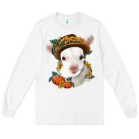 White cute baby lamb thanksgiving nancy Long Sleeve Tee - NancyCooperArtShop