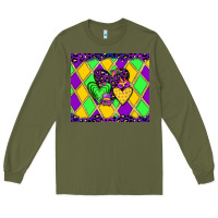 Army Green mardi gras hearts Long Sleeve Tee - JahusDesignShop