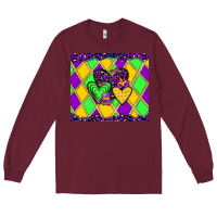 Burgundy mardi gras hearts Long Sleeve Tee - JahusDesignShop