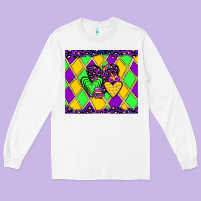 Mardi Gras Hearts Long Sleeve Tee Designed By Jahusdesignshop