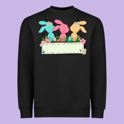 Easter Bunny Trio Heavyweight Sweatshirt Designed By Maliassmallbusiness