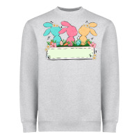 Heather Grey easter bunny trio Heavyweight Sweatshirt - MaliasSmallBusiness