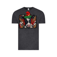 Vintage Black christmas black and white baby cow Vintage Tee - BarkalooDesign