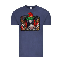 Vintage Denim christmas black and white baby cow Vintage Tee - BarkalooDesign