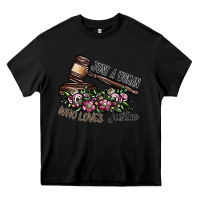 Black just a woman who loves justice Heavy Core Tee - SublimationCraftShop