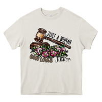 Cream just a woman who loves justice Heavy Core Tee - SublimationCraftShop