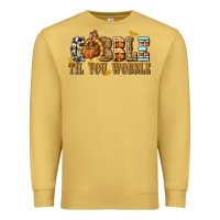 Antique Gold Gobble Til You Wobble with Turkey Premium Sweatshirt - texasbilliewilder