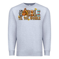 Heather Grey Gobble Til You Wobble with Turkey Premium Sweatshirt - texasbilliewilder