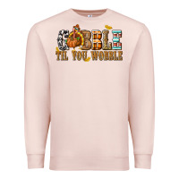 Pale Pink Gobble Til You Wobble with Turkey Premium Sweatshirt - texasbilliewilder