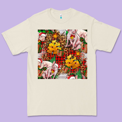 Christmas Pig  Tartan With  Hay And Christmas Ligh Premium Tee Designed By Fadigitalartstudio