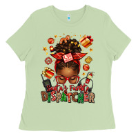 Matcha santa's favorite dispatcher afro messy bun Ladies Tee - texasbilliewilder
