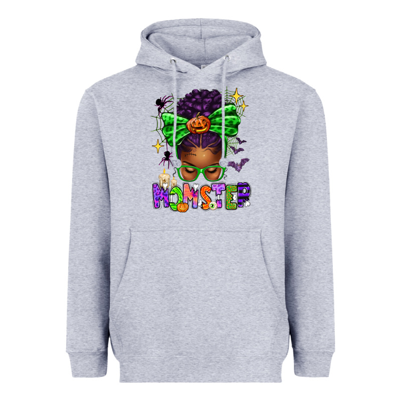 Halloween Afro Messy Bun Momster Heavyweight Hoodie by texasbilliewilder | Teevron