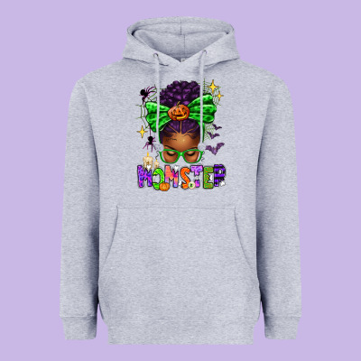 Halloween Afro Messy Bun Momster Heavyweight Hoodie Designed By Texasbilliewilder