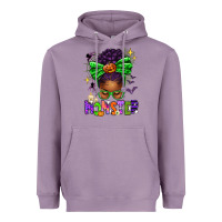 Lavender Halloween Afro Messy Bun Momster Heavyweight Hoodie - texasbilliewilder