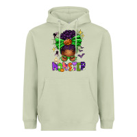 Matcha Halloween Afro Messy Bun Momster Heavyweight Hoodie - texasbilliewilder