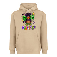 Mushroom Halloween Afro Messy Bun Momster Heavyweight Hoodie - texasbilliewilder