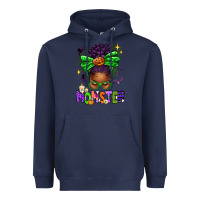 Navy Halloween Afro Messy Bun Momster Heavyweight Hoodie - texasbilliewilder