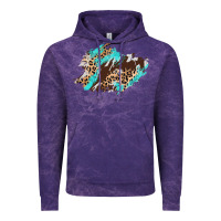 Cloud Purple cowhide leopard turquoise patch Vintage Hoodie - AdoDesignShop