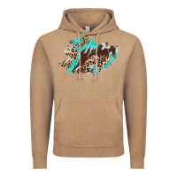 Vintage Coffee cowhide leopard turquoise patch Vintage Hoodie - AdoDesignShop