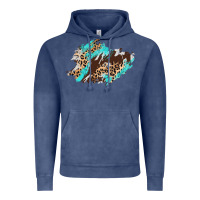 Vintage Denim cowhide leopard turquoise patch Vintage Hoodie - AdoDesignShop