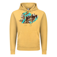 Vintage Mustard cowhide leopard turquoise patch Vintage Hoodie - AdoDesignShop