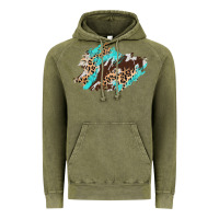 Cowhide Leopard Turquoise Patch Vintage Hoodie | Teevron