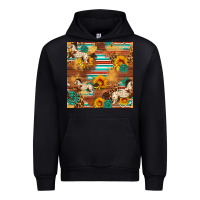 Black Western Horse Sunflowers Gemstone Seamless Pattern Urban Hoodie - FaDigitalArtStudio