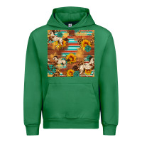 Emerald Western Horse Sunflowers Gemstone Seamless Pattern Urban Hoodie - FaDigitalArtStudio
