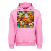 Fuchsia Pink Western Horse Sunflowers Gemstone Seamless Pattern Urban Hoodie - FaDigitalArtStudio