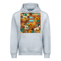 Heather Grey Western Horse Sunflowers Gemstone Seamless Pattern Urban Hoodie - FaDigitalArtStudio
