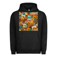 Pigment Black Western Horse Sunflowers Gemstone Seamless Pattern Urban Hoodie - FaDigitalArtStudio