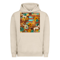 Pigment French Oak Western Horse Sunflowers Gemstone Seamless Pattern Urban Hoodie - FaDigitalArtStudio