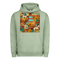 Pigment Oil Green Western Horse Sunflowers Gemstone Seamless Pattern Urban Hoodie - FaDigitalArtStudio