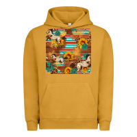 Pigment Peanut Butter Western Horse Sunflowers Gemstone Seamless Pattern Urban Hoodie - FaDigitalArtStudio