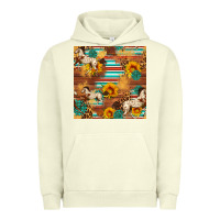 Pigment Pistachio Western Horse Sunflowers Gemstone Seamless Pattern Urban Hoodie - FaDigitalArtStudio