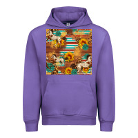 Tulip Western Horse Sunflowers Gemstone Seamless Pattern Urban Hoodie - FaDigitalArtStudio