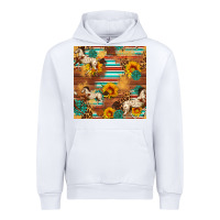 White Western Horse Sunflowers Gemstone Seamless Pattern Urban Hoodie - FaDigitalArtStudio