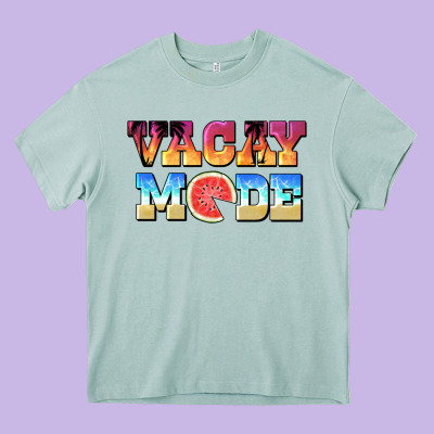 Vacay Mode Watermelon Heavy Core Tee Designed By Barkaloodesign