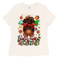 Bone santa's favorite secretary afro messy bun Ladies Tee - texasbilliewilder